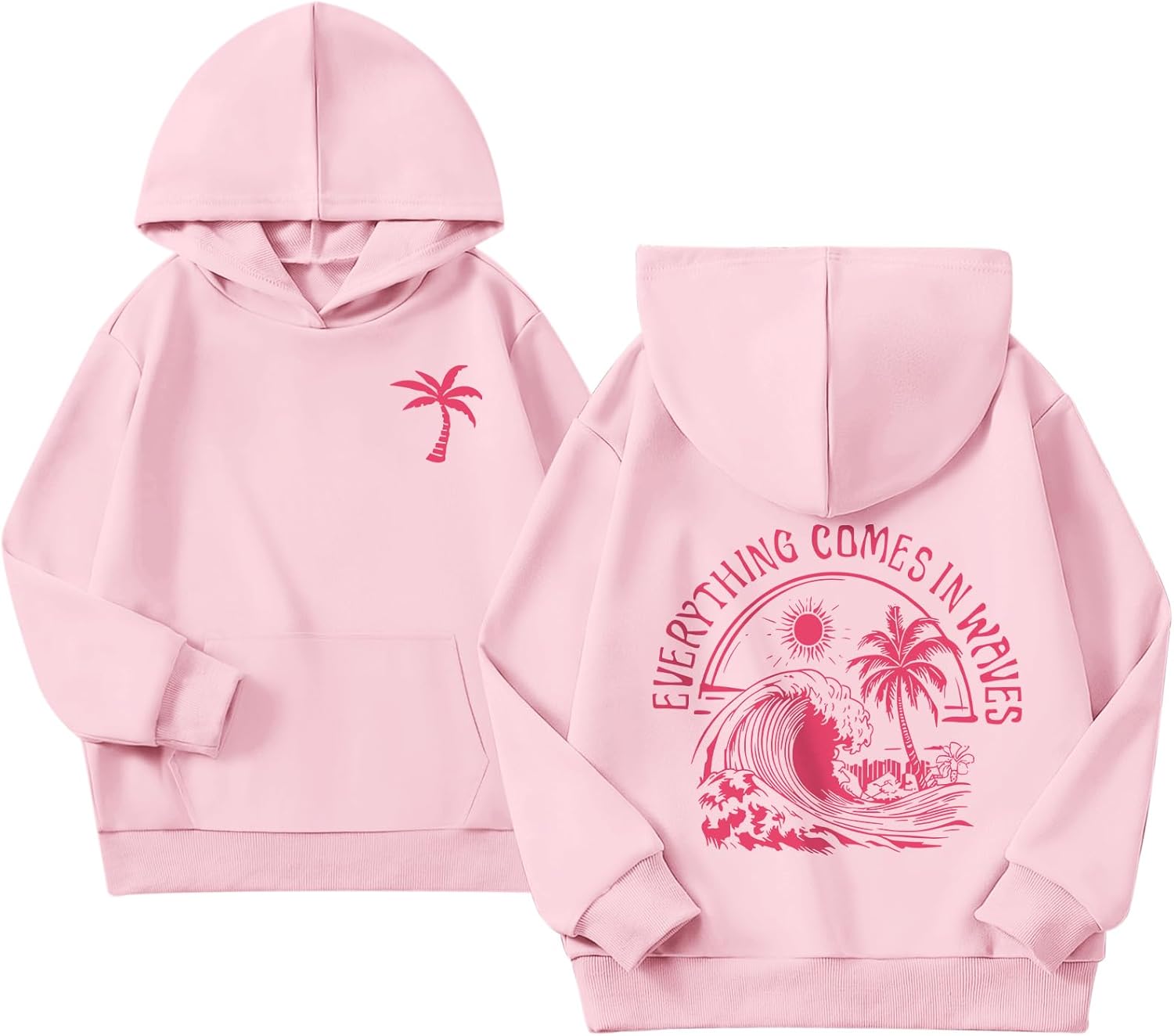 Girls Palm Graphic Beach Cute s With Pocket Kids Preppy Ocean Pullover Long Sleeve Top