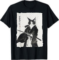 Samurai Cat Warrior Ink - Japanese Art Feline Katana Unisex , , , Long Sleeve Tee
