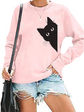 Cat s for Women Graphic Print Funny Long Sleeve Shirt Cute Pullover Lightweight Tops