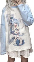 Y2k Aesthetic Detachable Sleeve Women Kawaii Cat Girl Anime Print Cute s Fairycore Streetwear