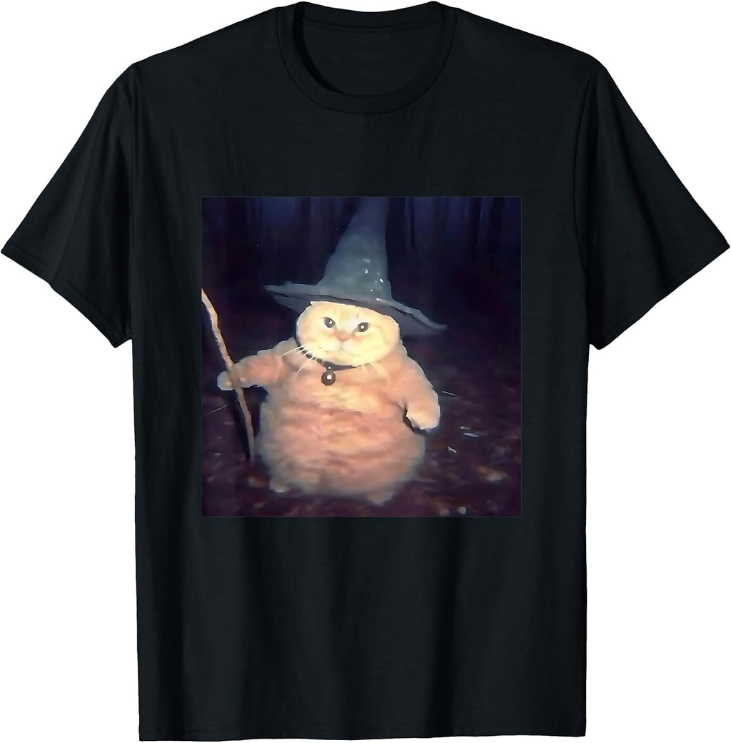 Wizard Cat Weird Funny Halloween Cat Meme Tee