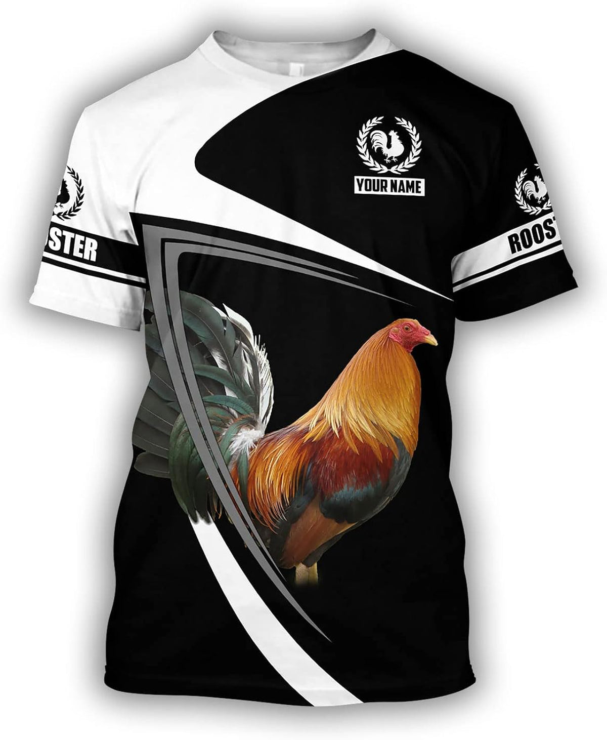 Personalized Rooster White Black 3D Shirt for Men & Women, Custom Name 3D T - Shirts Gift for Birthday, Anniversary