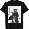 Otter Samurai Janpanese Vintage Warrior Art Anime Graphic Unisex , , , Long Sleeve Tee