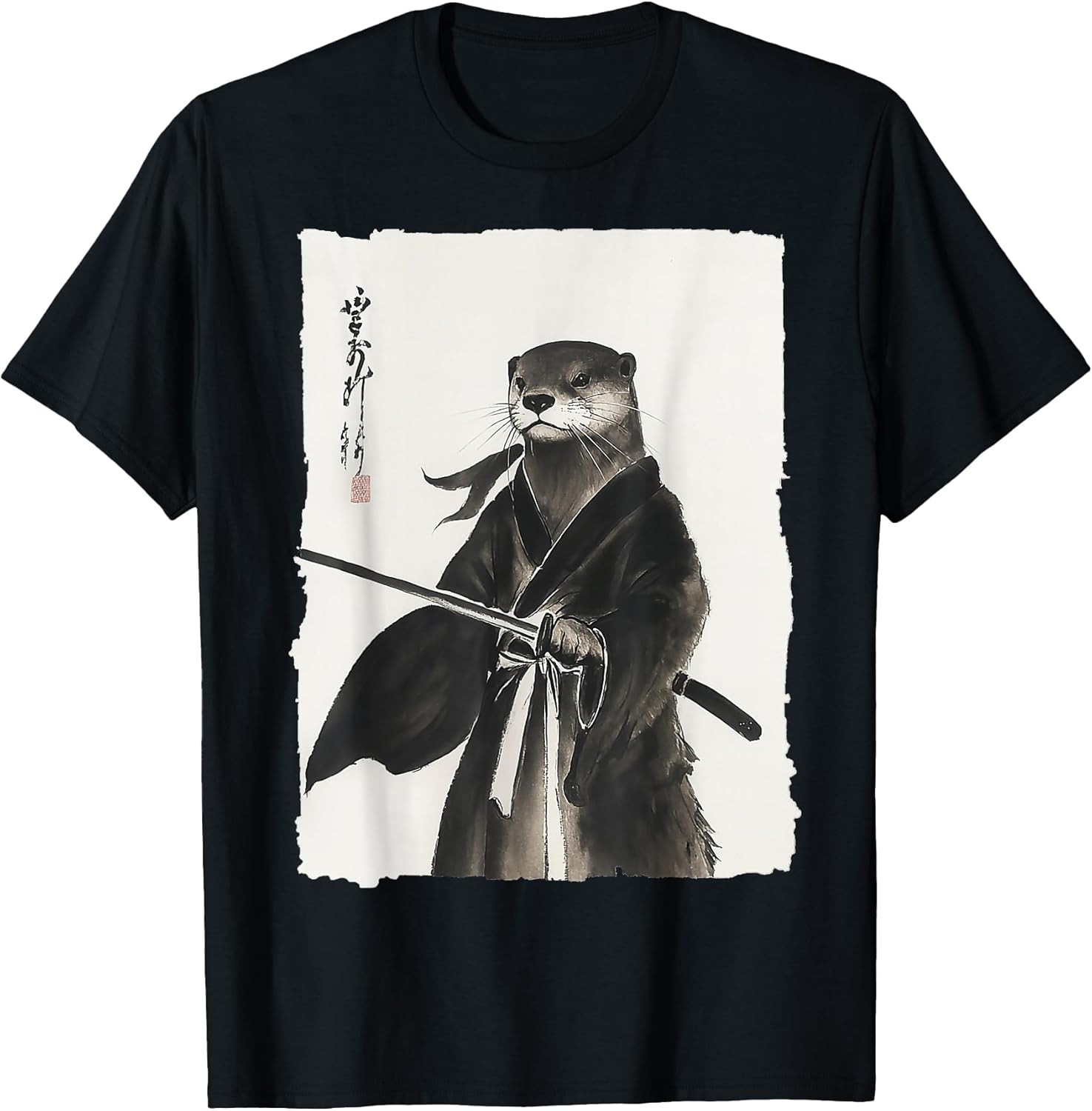 Otter Samurai Janpanese Vintage Warrior Art Anime Graphic Unisex , , , Long Sleeve Tee