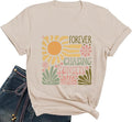 Vintage Letter Print Shirts for Women Forever Chasing Sunsets Shirt Summer Beach Vacation Flower Casual Tops