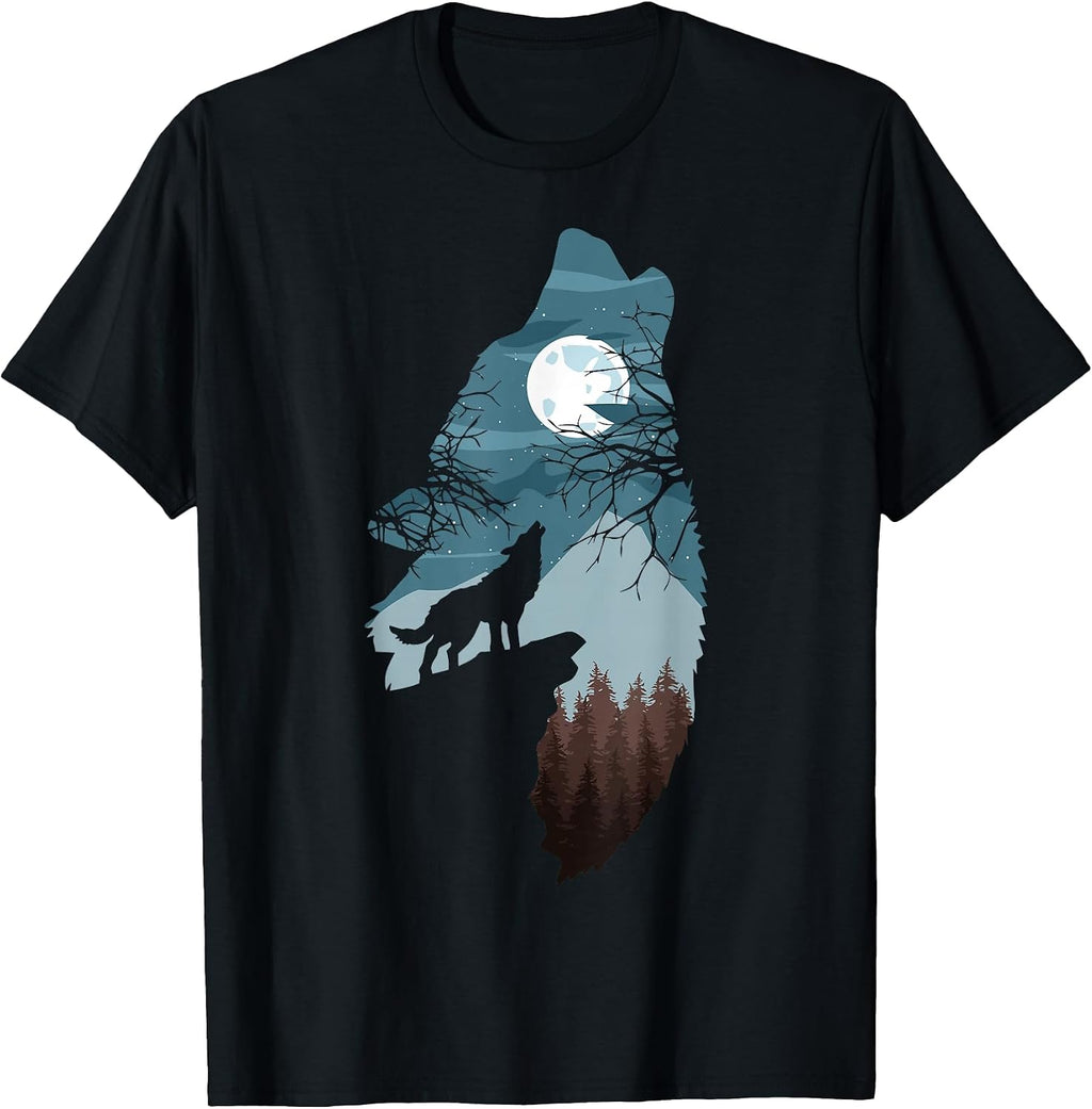 Colored Comic Full-Moon Howling Wolf