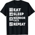 Cat & Cats Lover - Eat Sleep Warrior Cat Repeat - Cat Unisex , , , Long Sleeve Tee