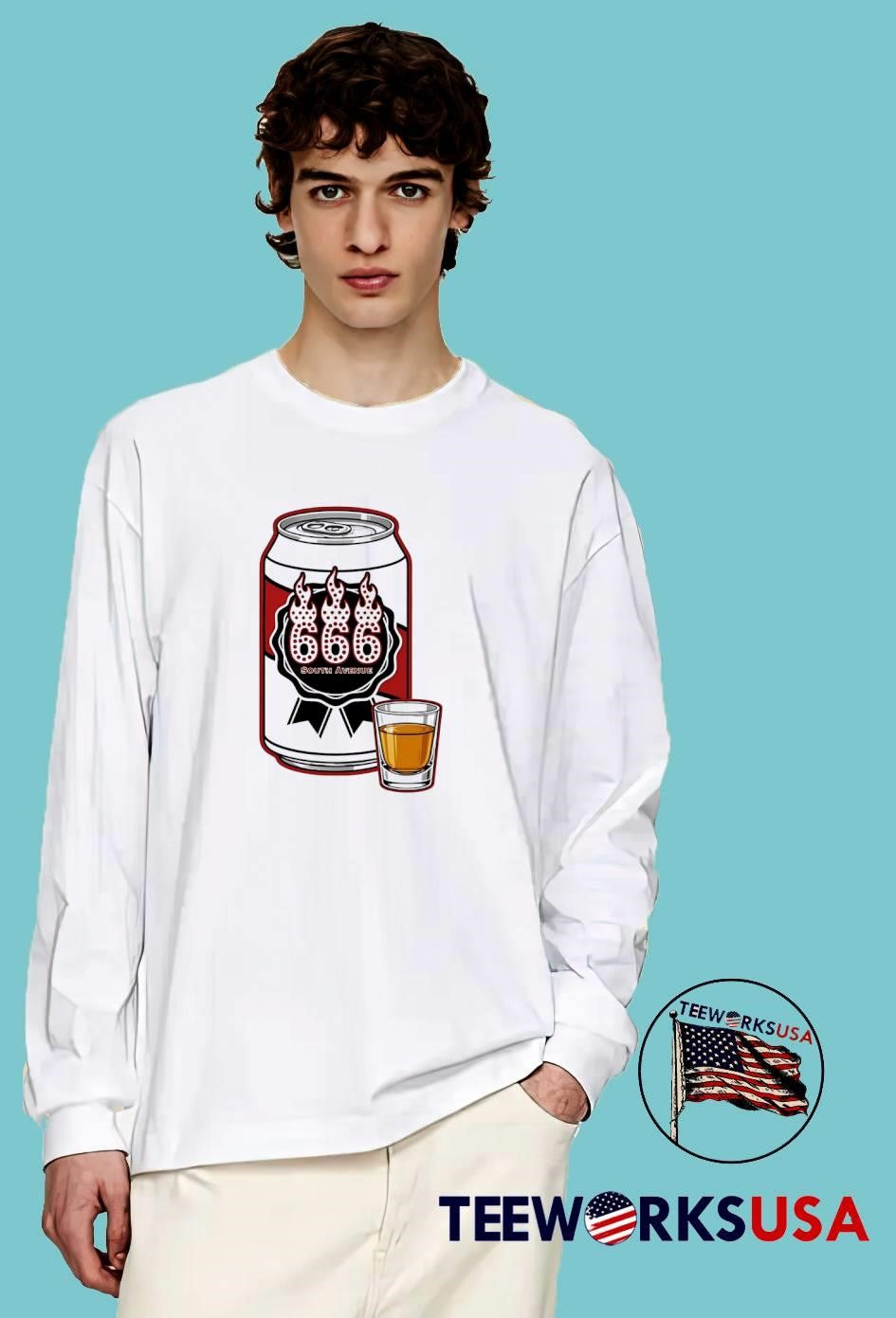 666 South Avenue Beer Can and Shot Glass T-Shirt