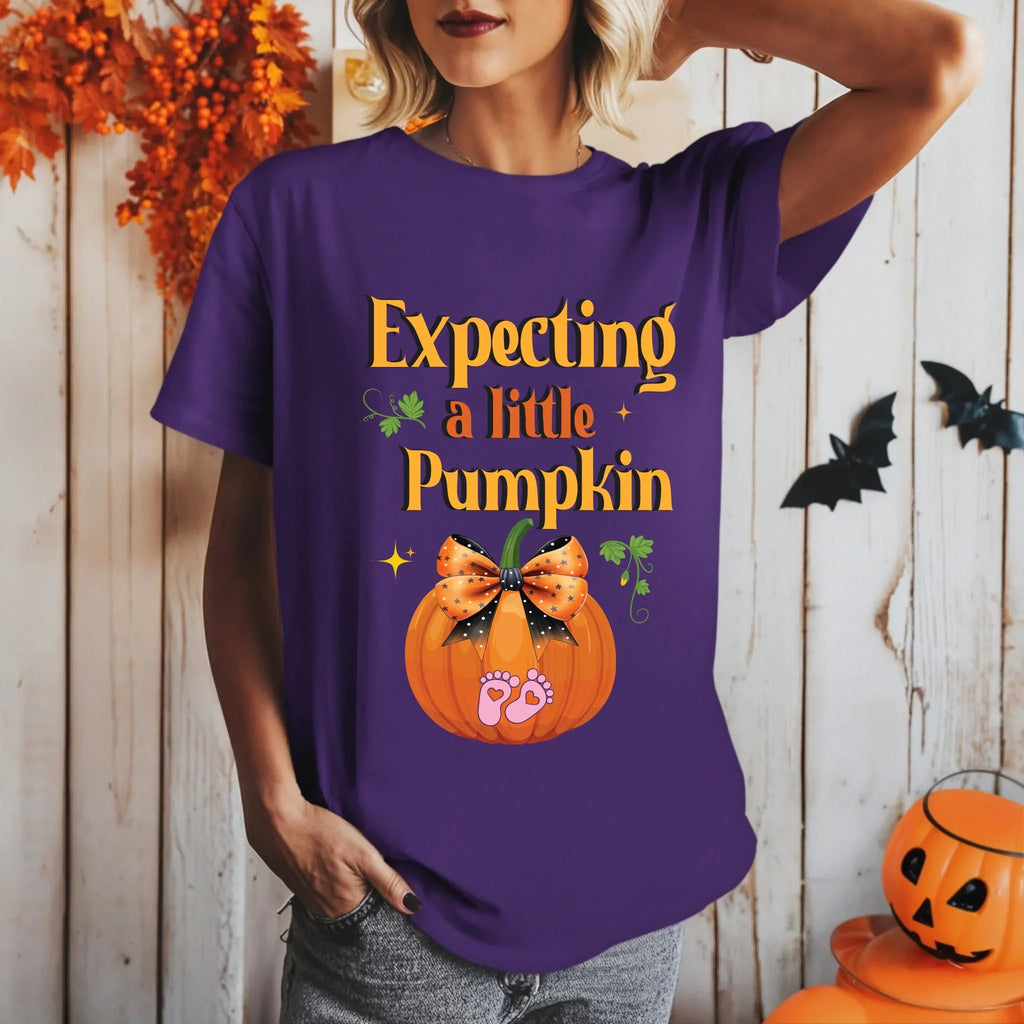 Personalized Maternity Halloween Shirt – Expecting Little Pumpkin – Custom Baby Gender Option T-Shirts