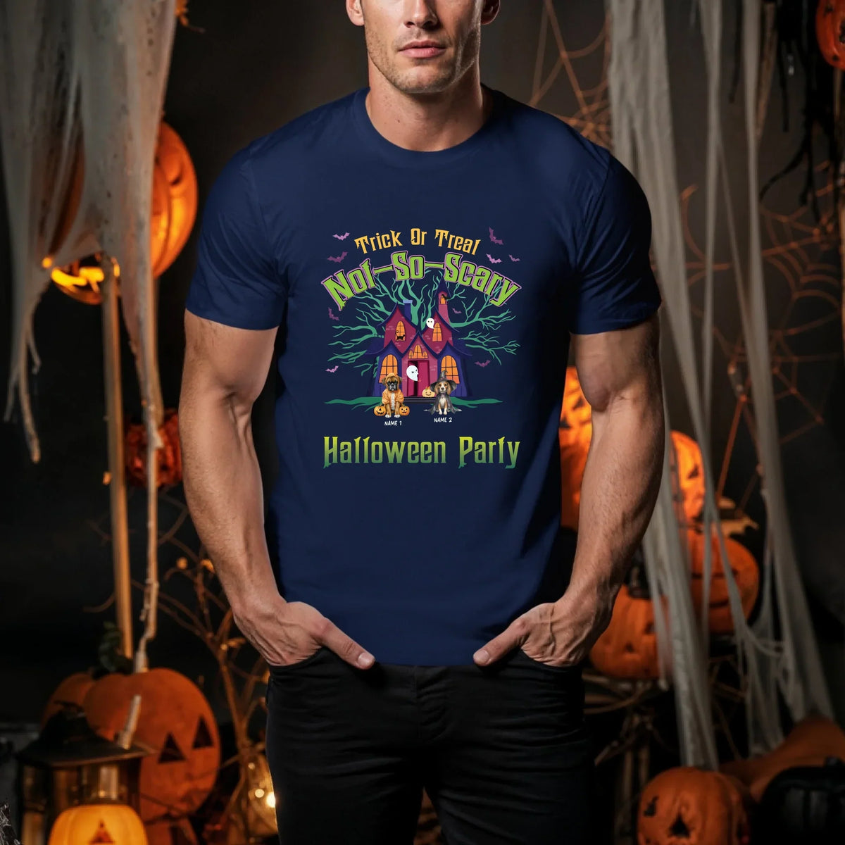 Personalized Halloween Dog Shirt – Custom Pet Names – Trick Treat Not So Scary T-Shirts