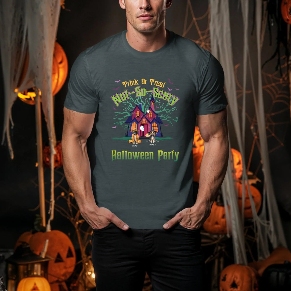Personalized Halloween Dog Shirt – Custom Pet Names – Trick Treat Not So Scary T-Shirts