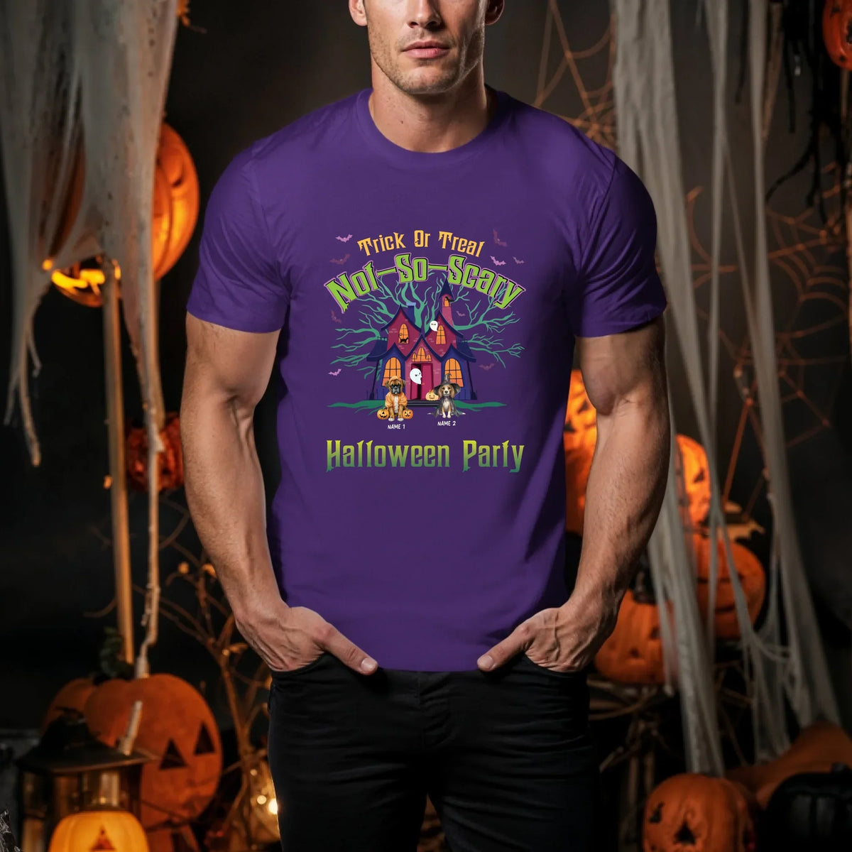 Personalized Halloween Dog Shirt – Custom Pet Names – Trick Treat Not So Scary T-Shirts