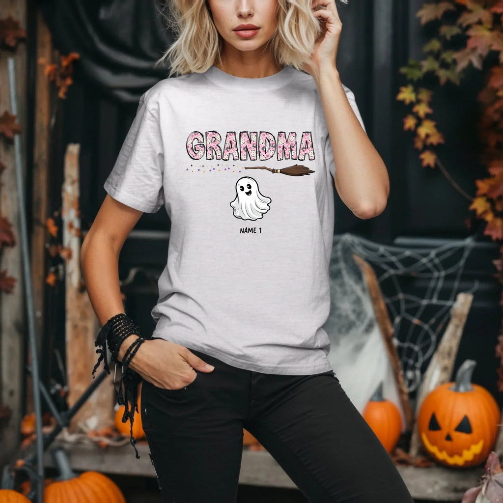 Personalized Grandma Ghost Shirt – Custom Boo & ’ Names – Halloween T-Shirts