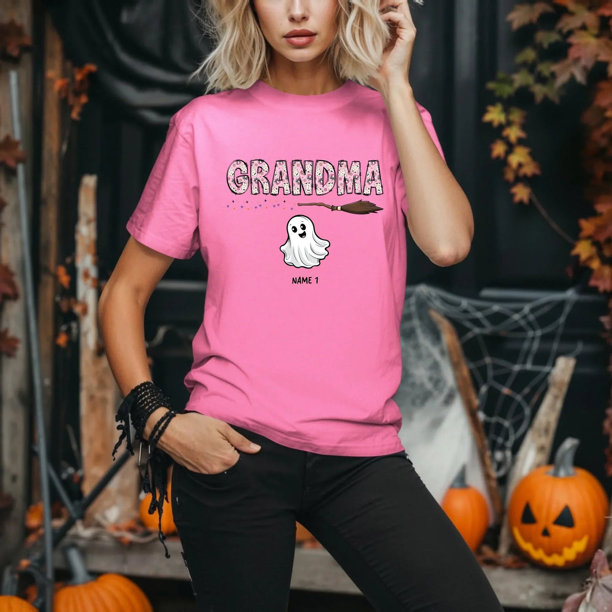 Personalized Grandma Ghost Shirt – Custom Boo & ’ Names – Halloween T-Shirts