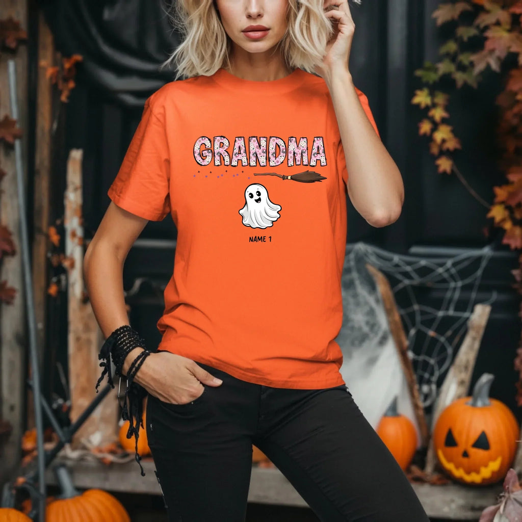 Personalized Grandma Ghost Shirt – Custom Boo & ’ Names – Halloween T-Shirts