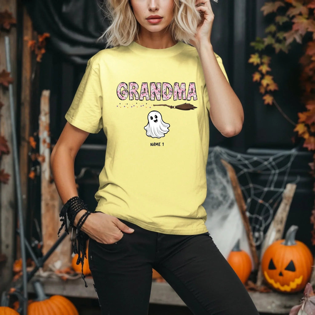 Personalized Grandma Ghost Shirt – Custom Boo & ’ Names – Halloween T-Shirts