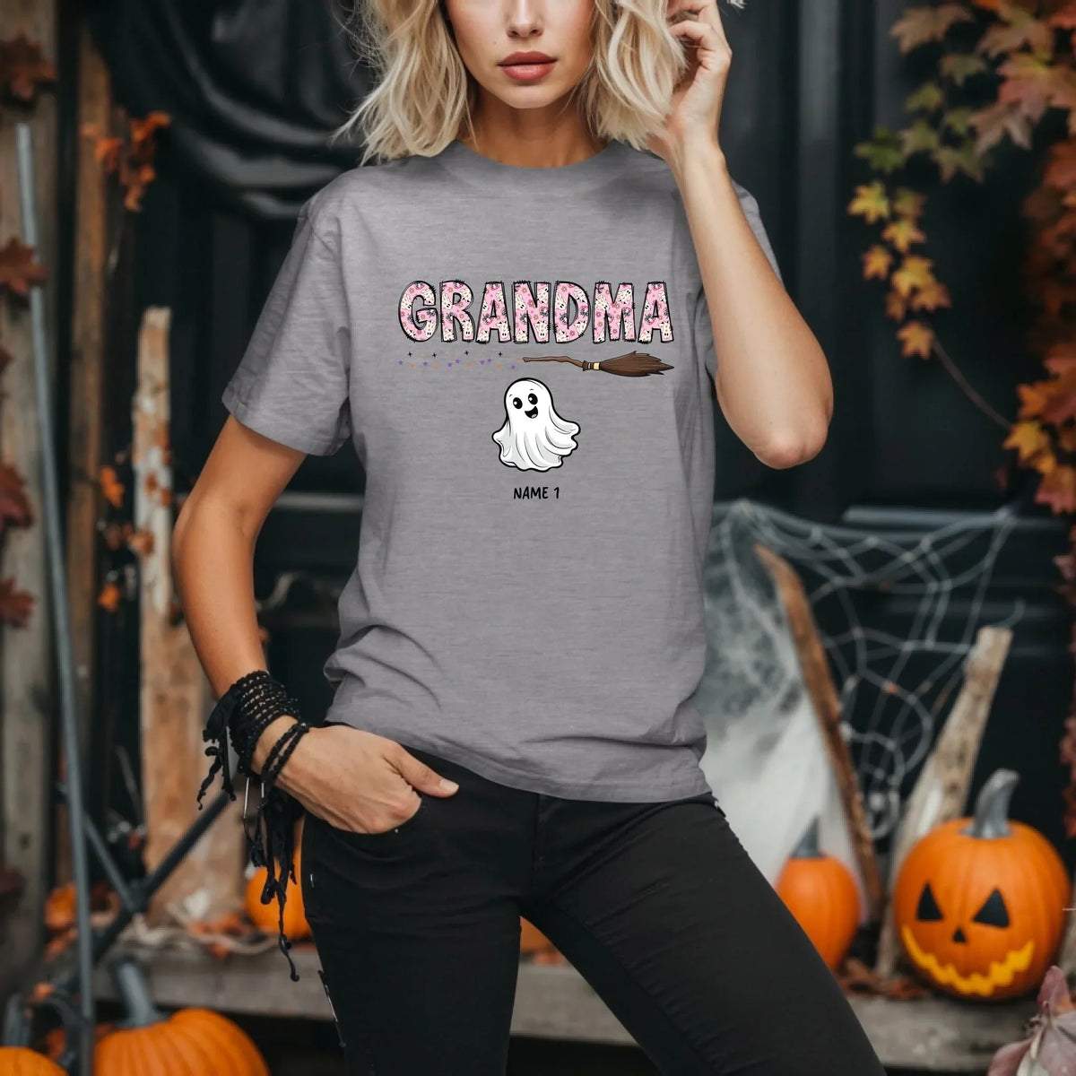 Personalized Grandma Ghost Shirt – Custom Boo & ’ Names – Halloween T-Shirts