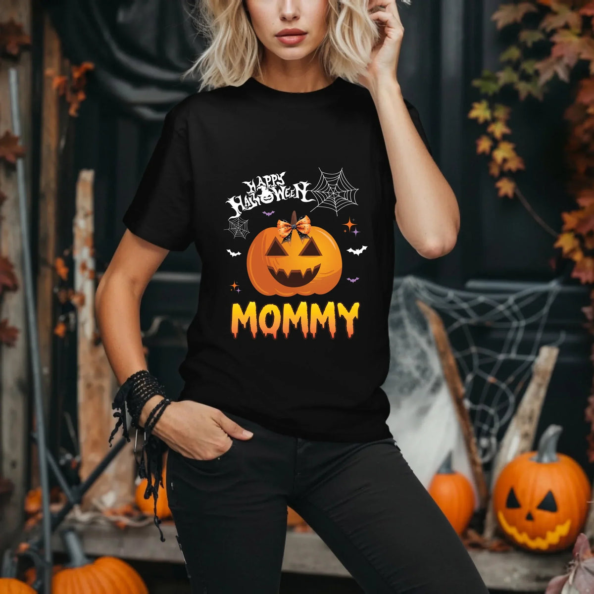 Personalized Halloween Family Shirts – Custom Names Daddy Mommy Brother Sister Matching Pumpkin T-Shirts