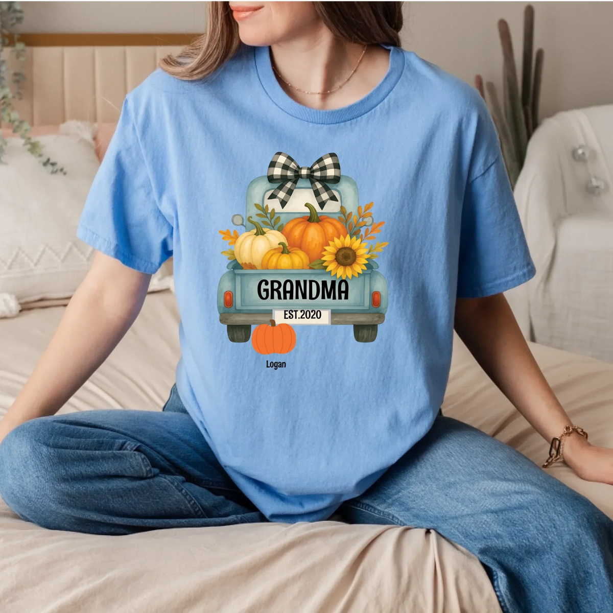 Personalized Nana Fall Shirt – Custom Family Names Pumpkin Truck T-Shirts