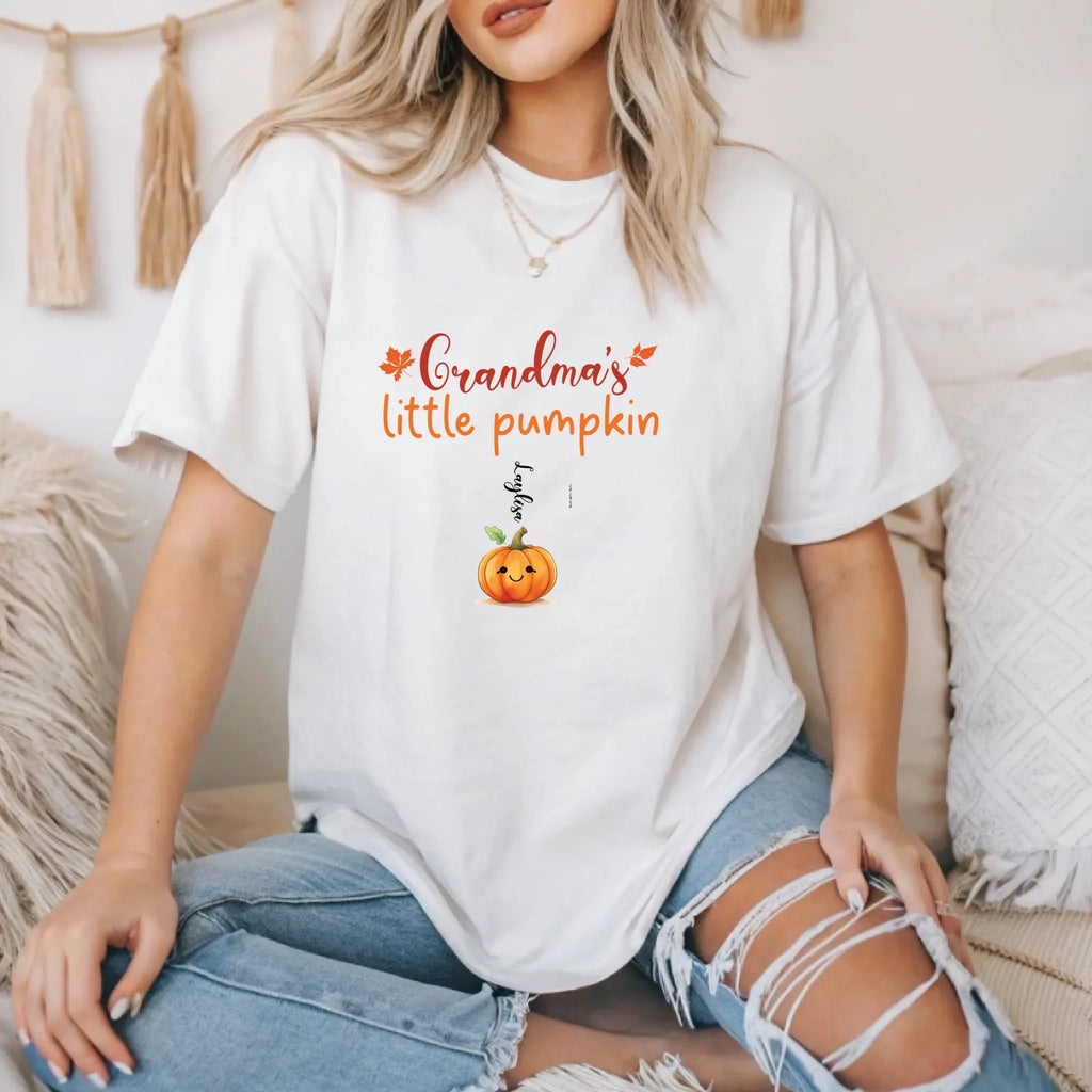 Personalized Grandma’S Little Pumpkins Shirt – Custom Grandkids Names T-Shirts