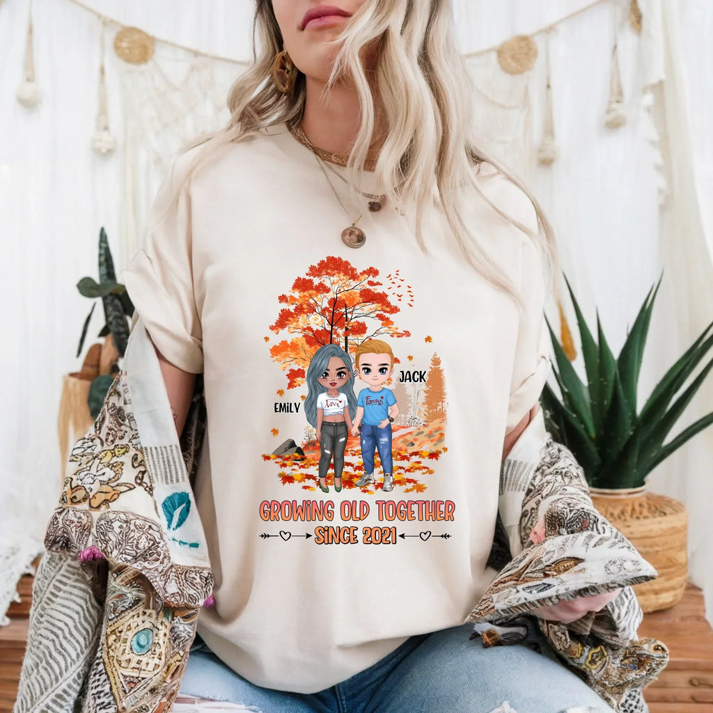 Personalized Couple Shirt – Custom Names & Characters – Growing Old Together Since [Year] T-Shirts