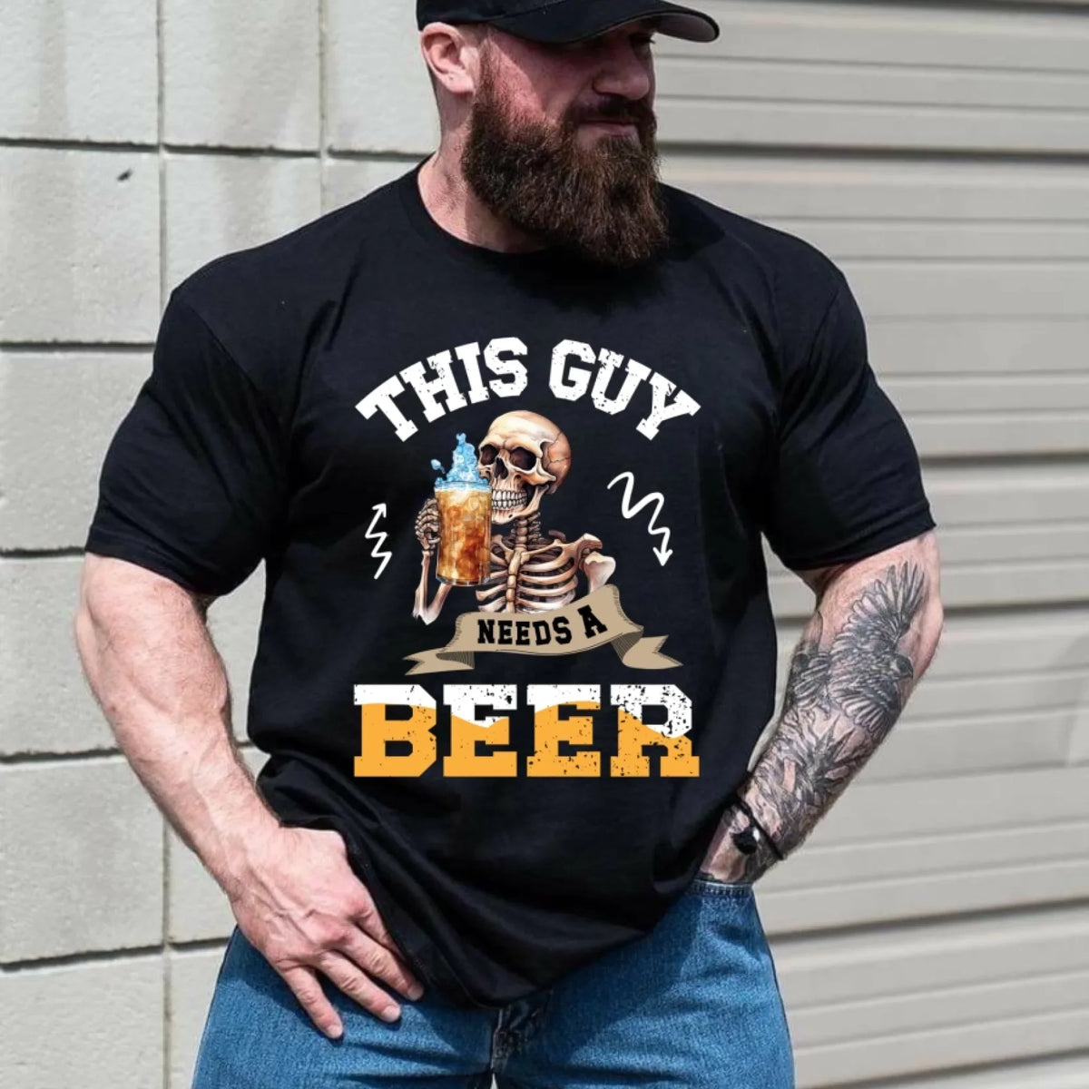 This Guy Needs Beer – Funny Skeleton Beer Lover Drinking T-Shirts