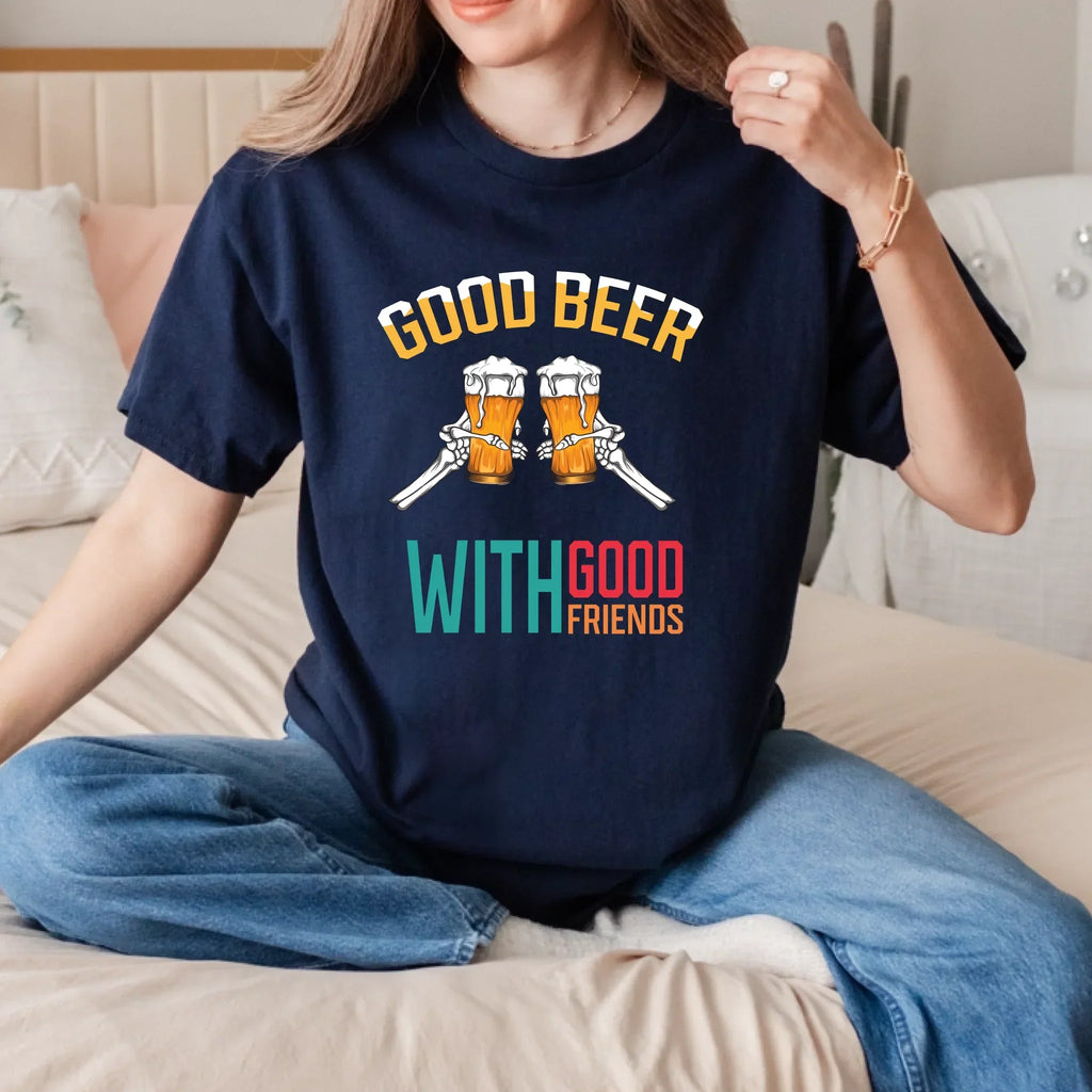 Good Beer Good Friends – Customizable Skeleton Hand Beer Glass & T-Shirts