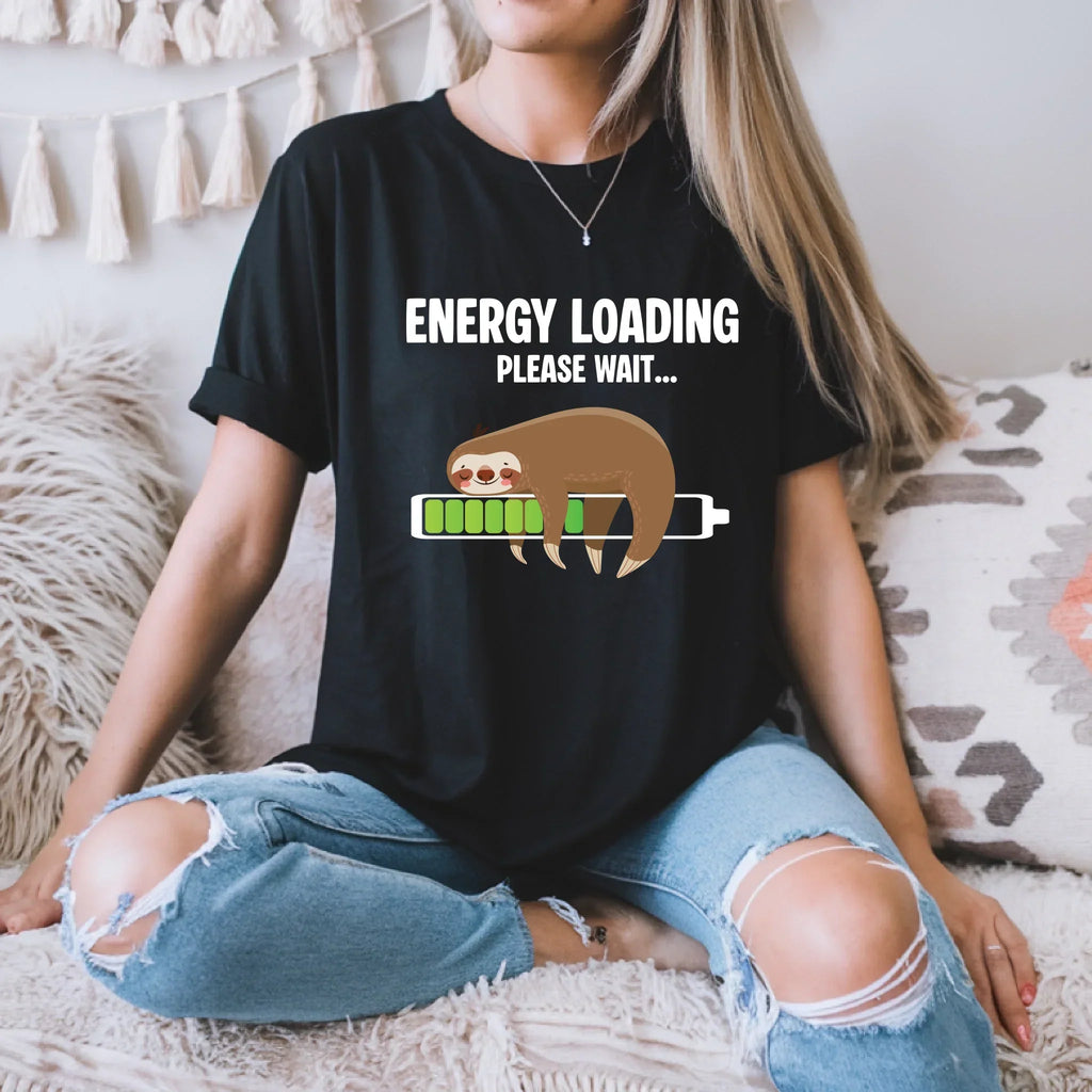 Energy Loading Please Wait Sloth Funny Lazy Nap T-Shirts