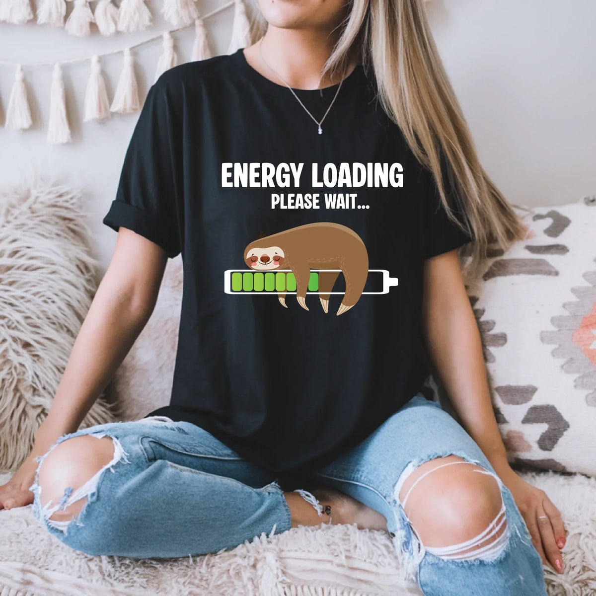 Energy Loading Please Wait Sloth Funny Lazy Nap T-Shirts