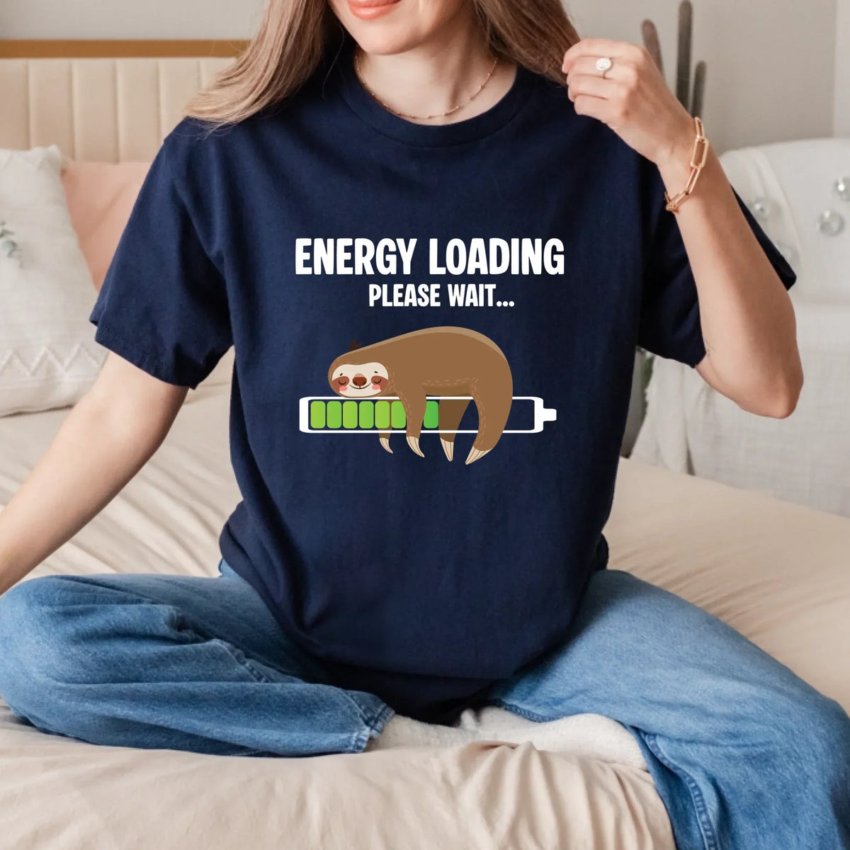 Energy Loading Please Wait Sloth Funny Lazy Nap T-Shirts