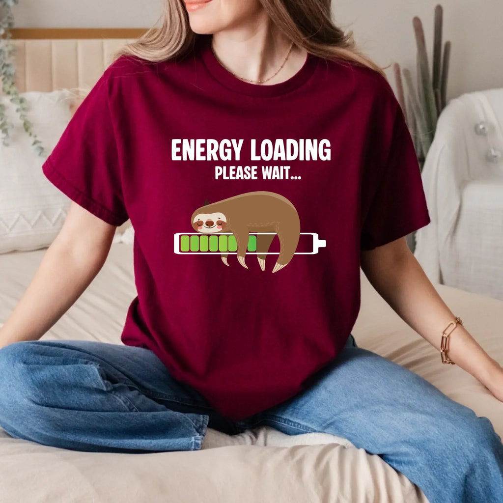 Energy Loading Please Wait Sloth Funny Lazy Nap T-Shirts
