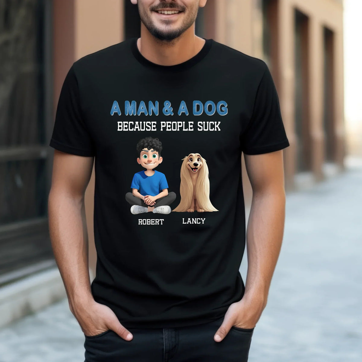 Custom “ Man & Dog” Shirt – Personalized Characters & Names T-Shirts