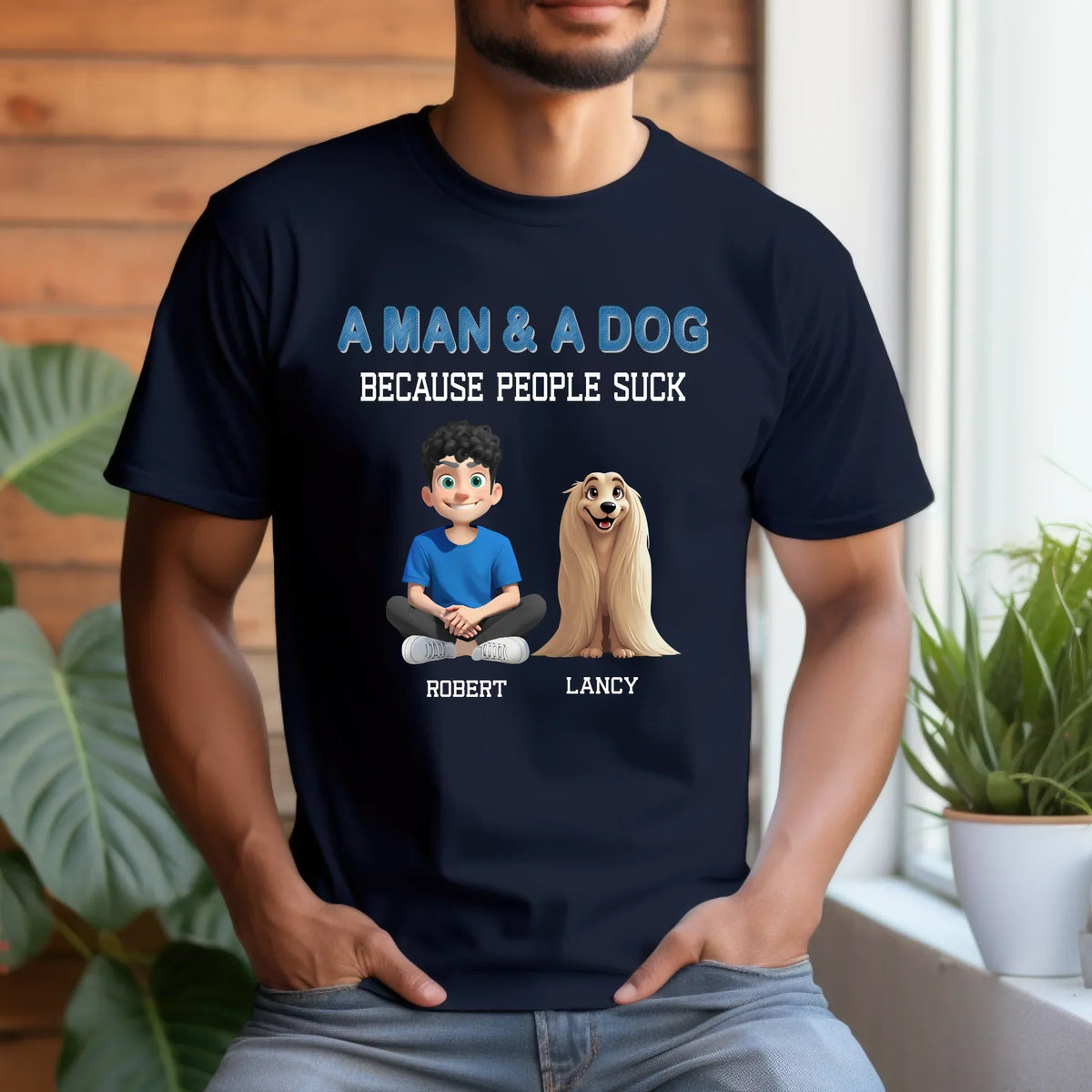 Custom “ Man & Dog” Shirt – Personalized Characters & Names T-Shirts