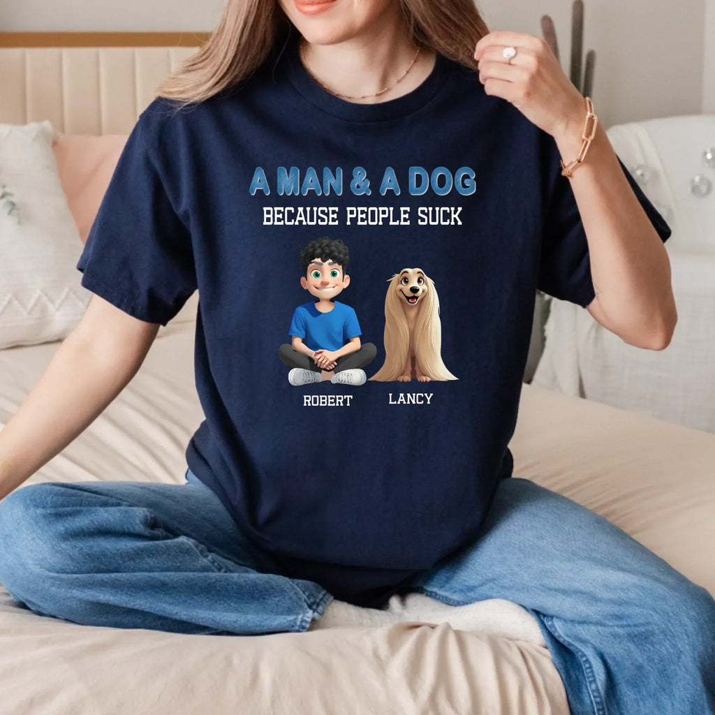 Custom “ Man & Dog” Shirt – Personalized Characters & Names T-Shirts