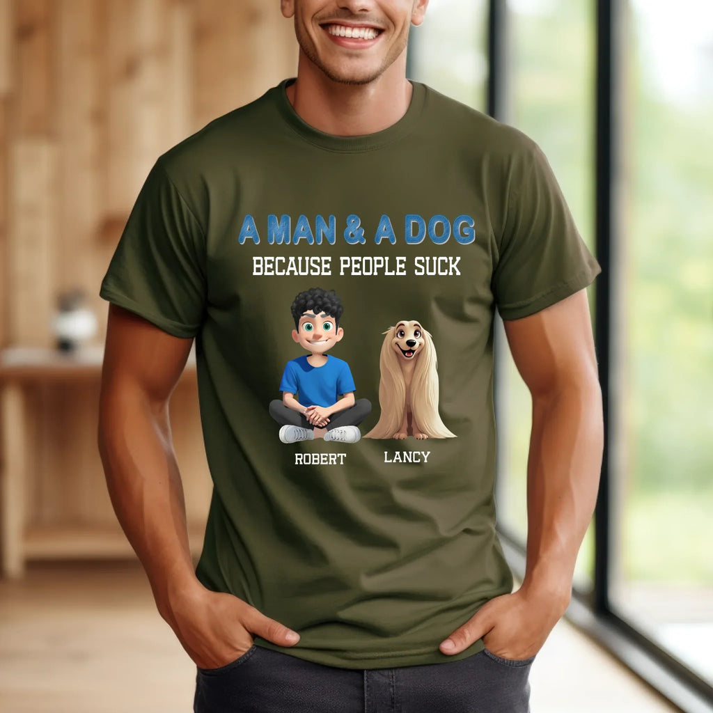 Custom “ Man & Dog” Shirt – Personalized Characters & Names T-Shirts