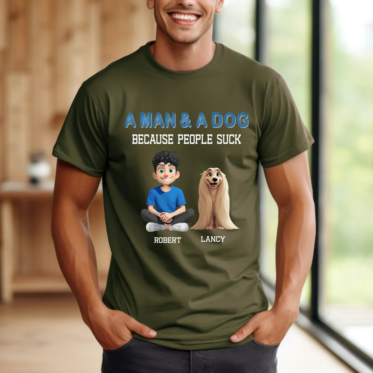 Custom “ Man & Dog” Shirt – Personalized Characters & Names T-Shirts