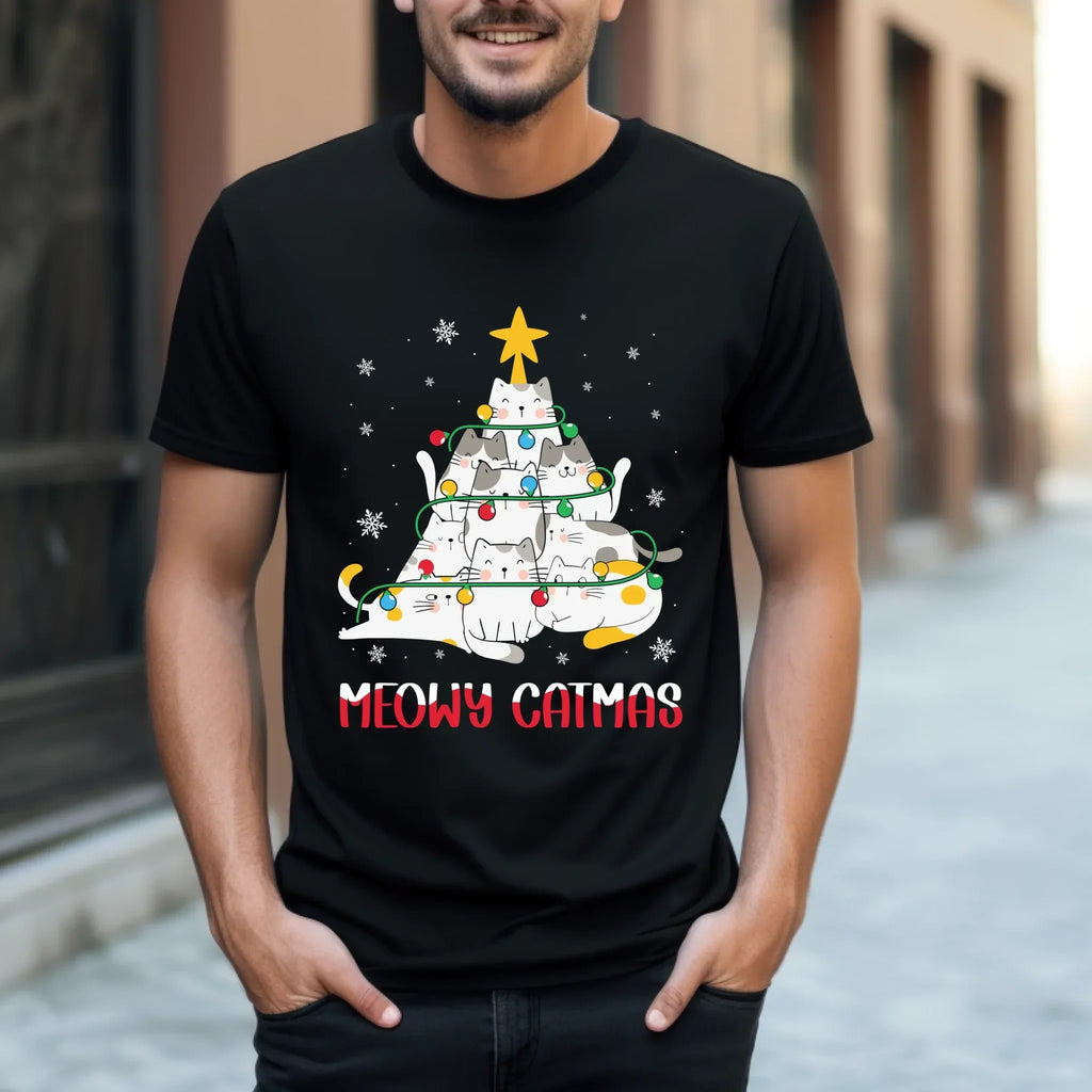 Meowy Catmas – Cute Cat Tree Cat Lovers T-Shirts