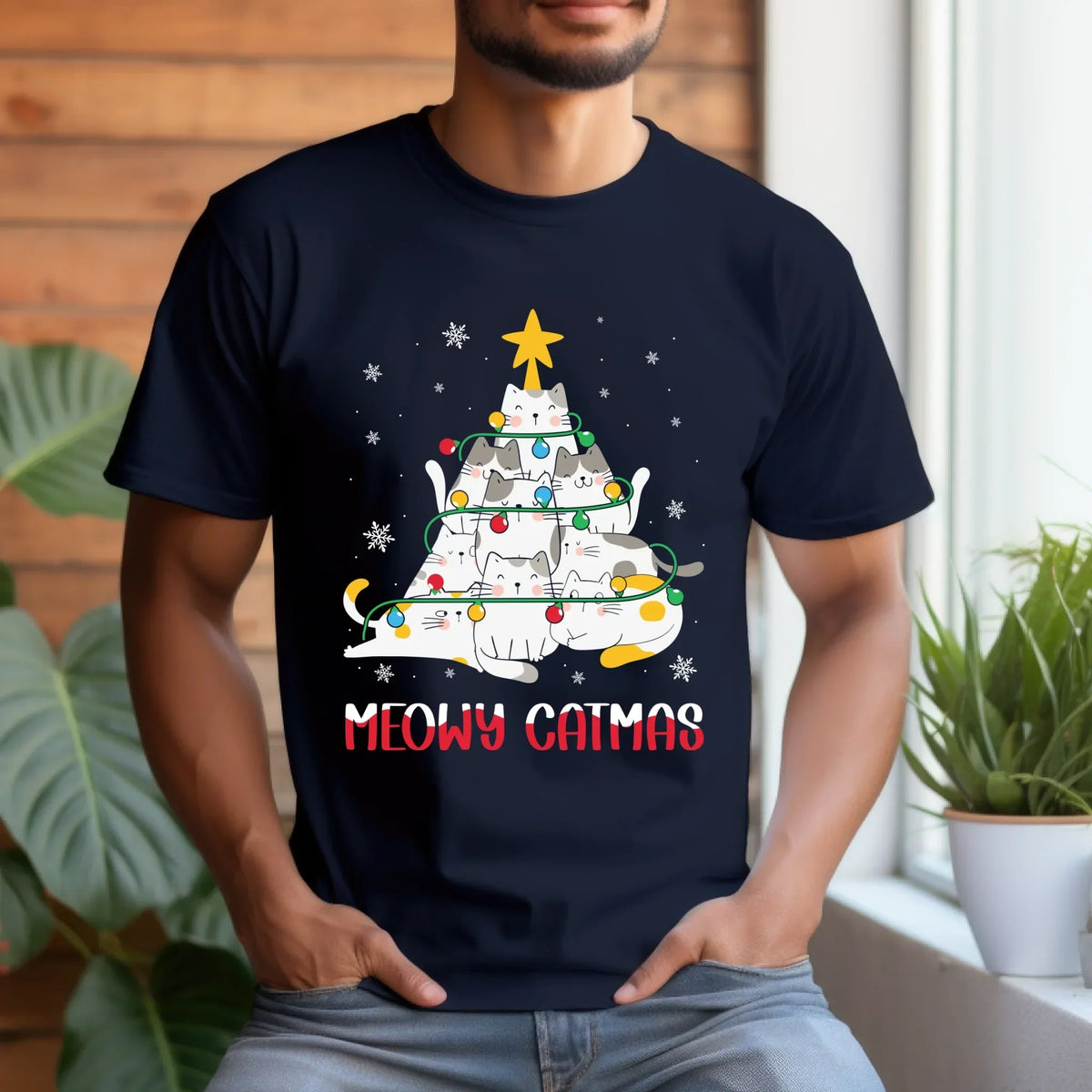 Meowy Catmas – Cute Cat Tree Cat Lovers T-Shirts