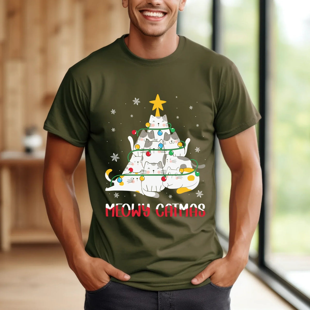 Meowy Catmas – Cute Cat Tree Cat Lovers T-Shirts