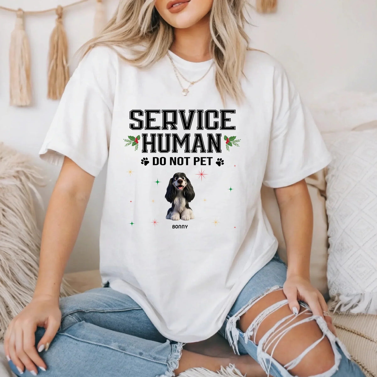 Personalized “Service Human – Do Not Pet” – Custom Dog Breeds Names & Number Pets T-Shirts
