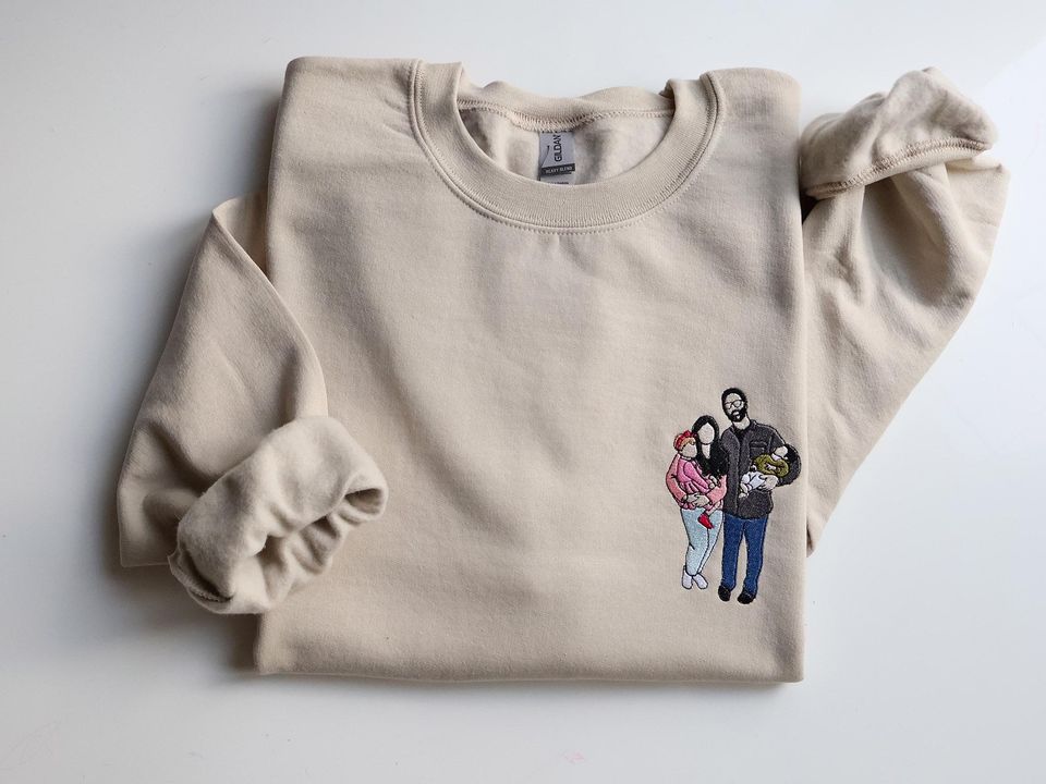 Custom Photo Embroidery Sweatshirt | Personalized Hoodie Gift for Him/Her