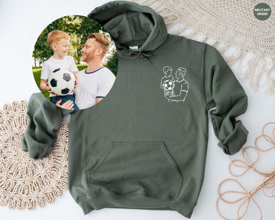 Fathers Day Hoodie, Dad Hoodie Custom Portrait From Photo Personalized Gift For Dad Birthday Gifts For Him Outline Sweatshirt From Daughter
