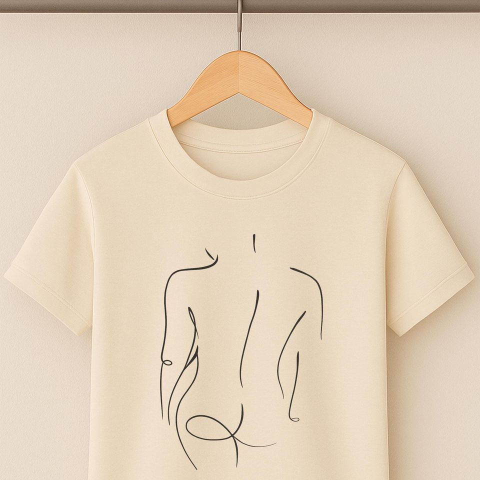 Minimalist Woman Line Art Shirt  Boho Female Body Tee  Abstract One Line Drawing T-Shirt  Feminine Aesthetic Gift