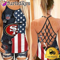 San Francisco Football American Flag Criss Cross Tank Top