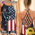 Houston American Flag Criss Cross Tank Top