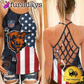 Chicago American Flag Criss Cross Tank Top