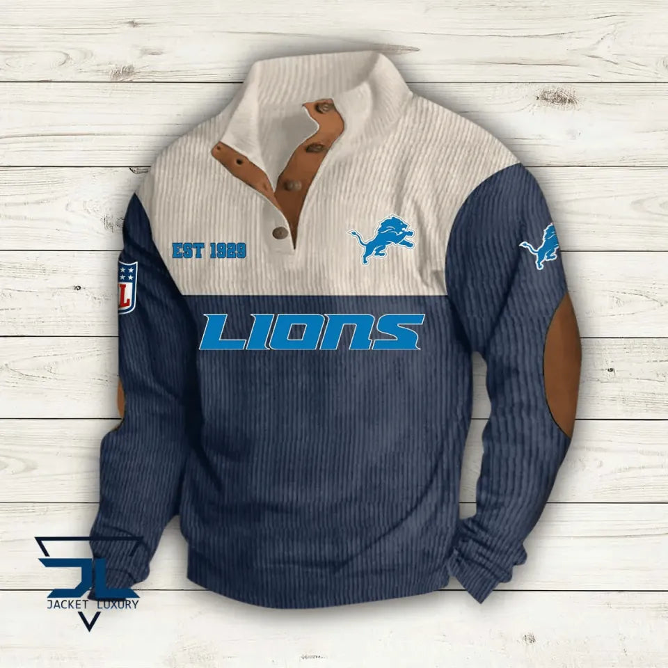 Detroit Lions Colorful Stand Collar Sweatshirt