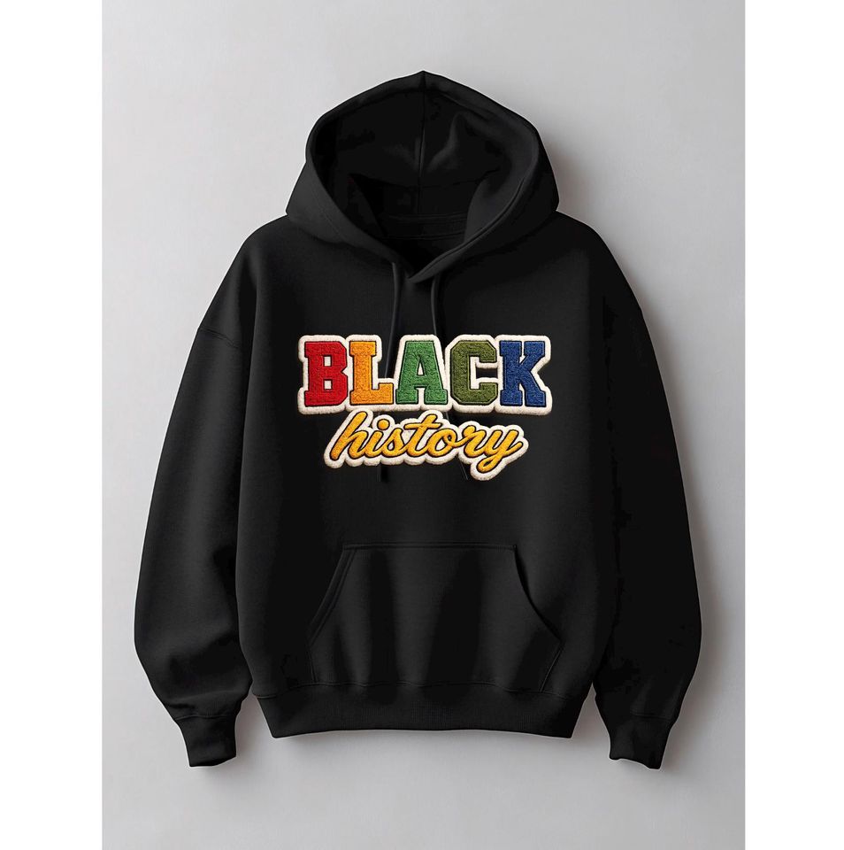 Black History Faux Chenille Hoodie & Crewneck Sweatshirt | Commercial DTF Patch  | Unisex Heavyweight Pullover