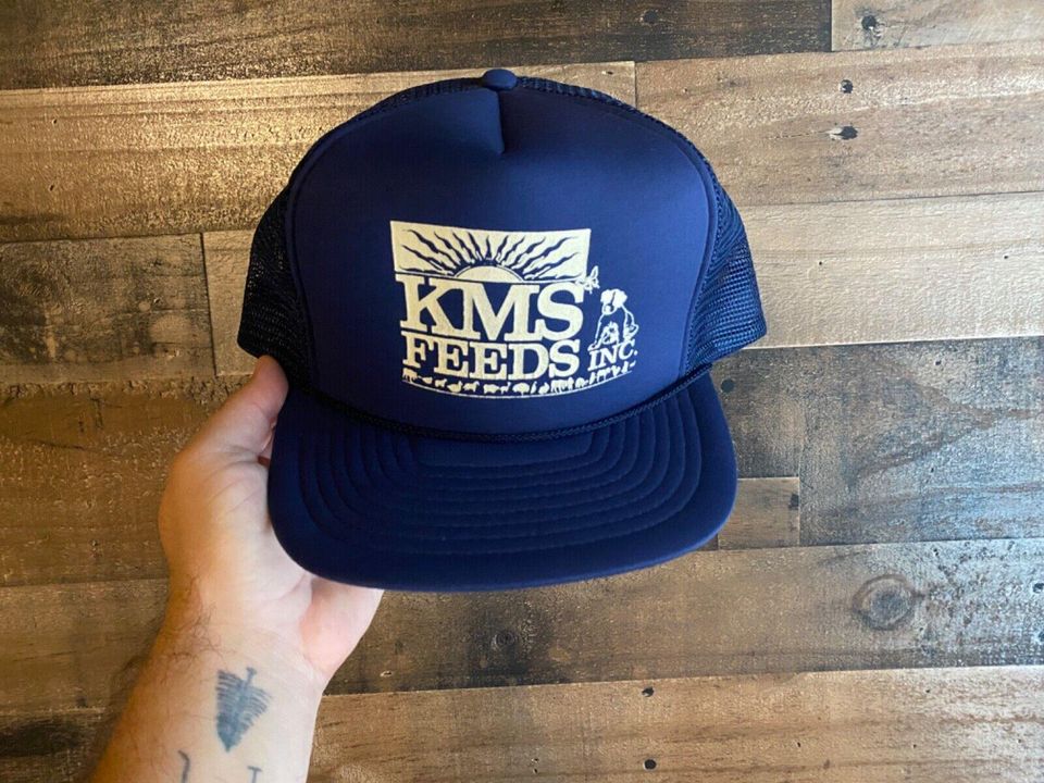 KMS Feeds Double Snapback Hat Foam Front Rope Cap Ohio Trucker Dad Adult Mens San Sun Vtg
