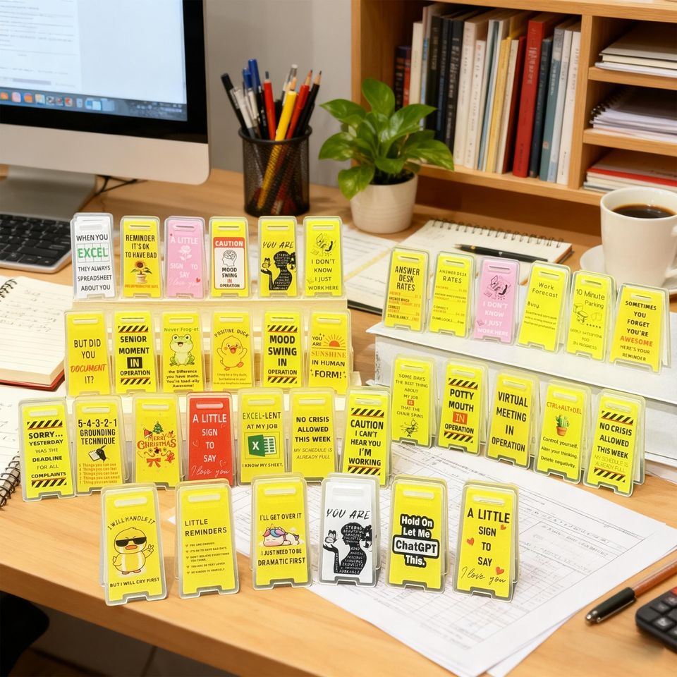Funny Mini Office Desk Signs,Workspace Desk Accessory,Humorous Gift for Coworkers,Friends,Self,Spice Up Workspace with Humor&Practicality